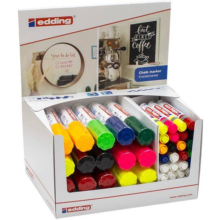 Edding 4004764891405 Edding - Krijtmarker e-4090, e-4095, display van 44 stuks-0