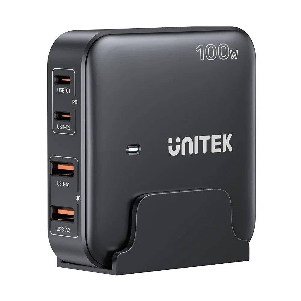 GaN Netwerkoplader - Unitek P1229ABK01-EU | 100W 2x USB-C 2x USB-A-0