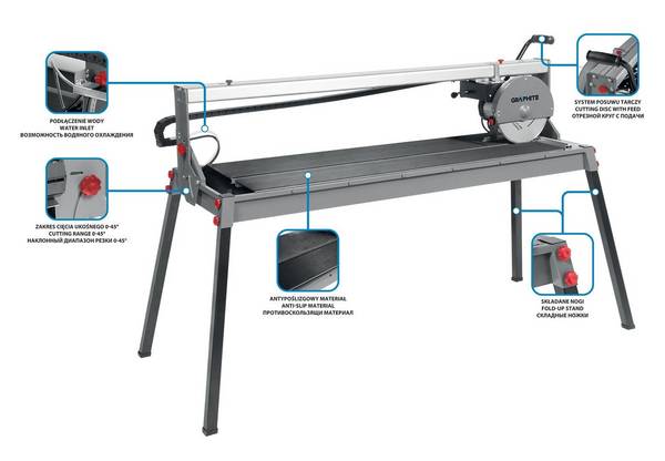GRAPHITE 59G892 Handmatige Tegelsnijder 52500 g 400 x 560 x 1510 mm