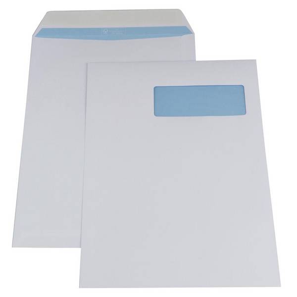 Gallery 5411401170431  Gallery -   enveloppen ft 230 x 310 mm, venster rechts, stripsluiting, binnenzijde blauw, doos