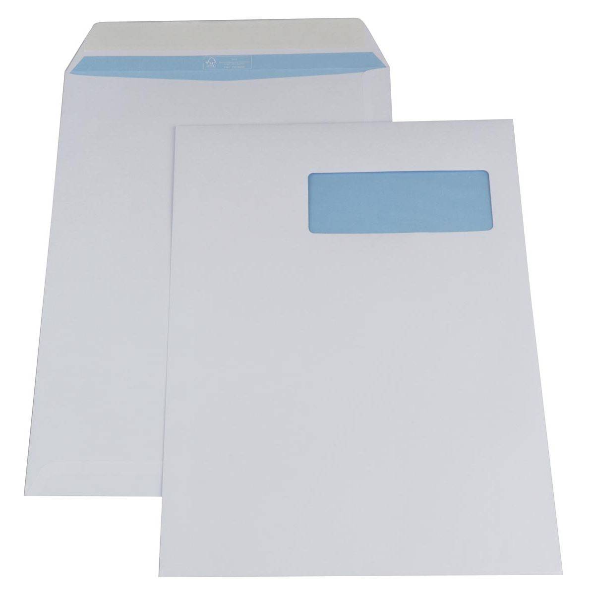 Gallery 5411401170431 Gallery - enveloppen ft 230 x 310 mm, venster rechts, stripsluiting, binnenzijde blauw, doos-0