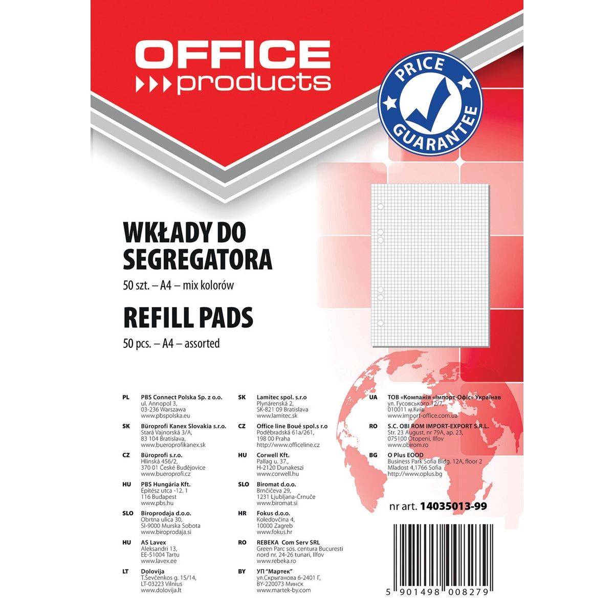 OFFICE products 5901503654897 OFFICE products - ringbandinterieur, A4, 80 g, 6 gaten, 50 vellen, geruit, geassortee-0