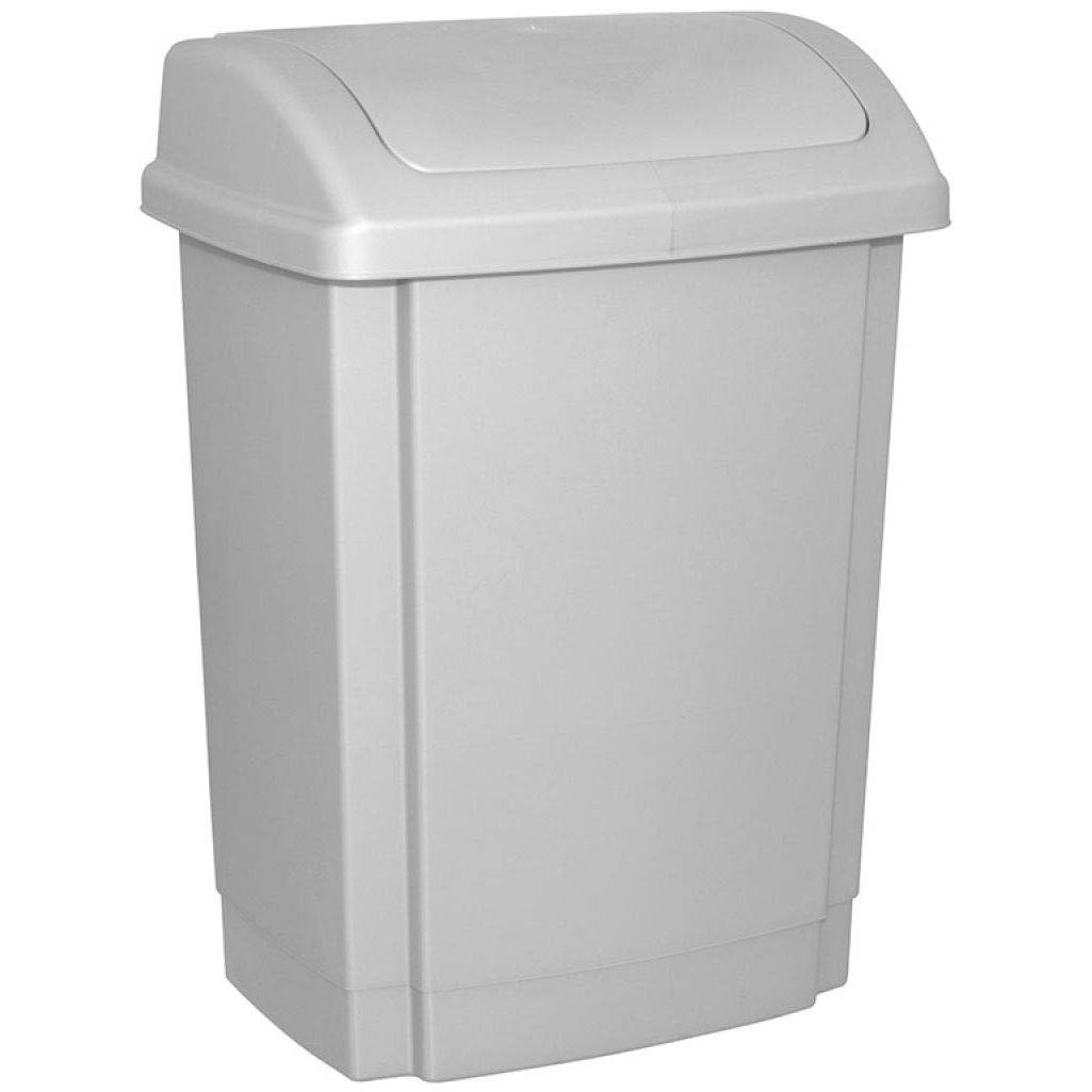 OFFICE products 5901503687697 OFFICE products - vuilbak, met swing deksel, 15 l, grijs-0
