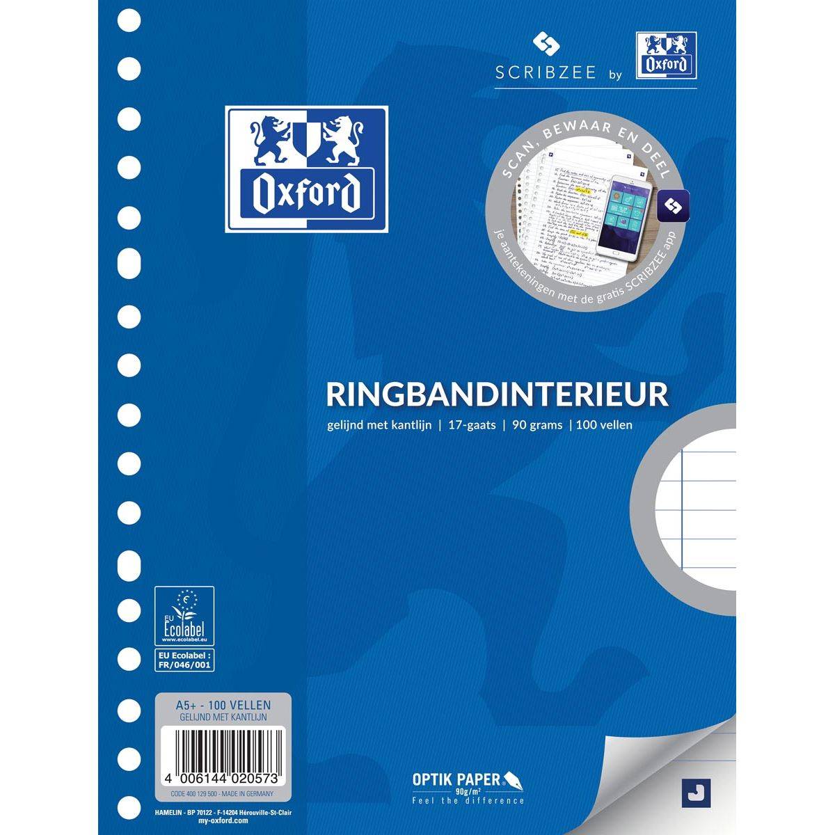 Oxford 4006144020573 Oxford - ringbandinterieur A5, 17 gaten met kantlijn-0
