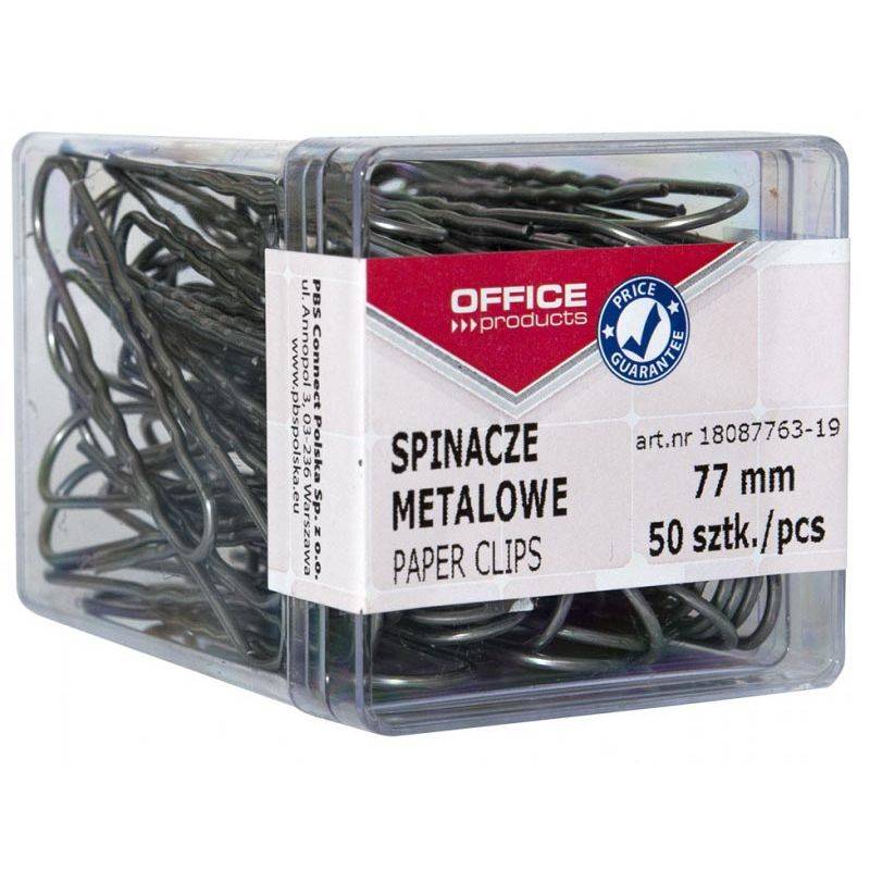 OFFICE products 5901503666203 OFFICE products - papierklemmen, 77 mm, metaal, doos van 50 stuks-0