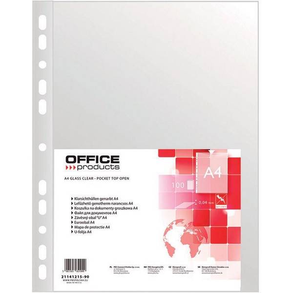 OFFICE products 5901503655344  OFFICE products -   geperforeerde showtas, A4, 40 micron, gekorreld, pak van 100 stuks