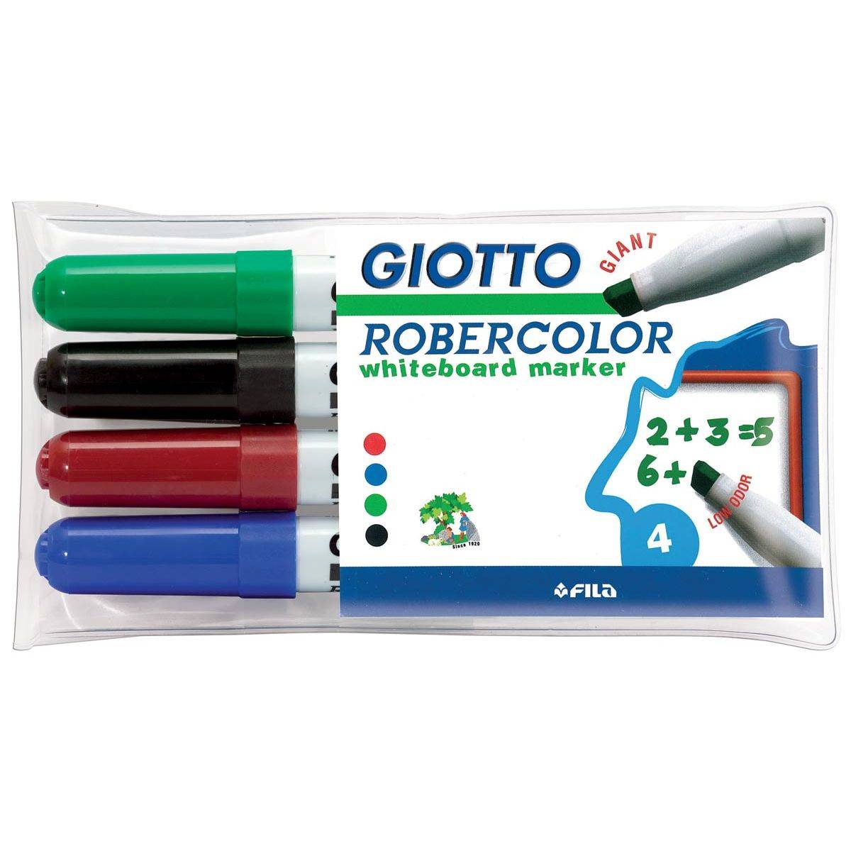 Giotto 8000825413506 Giotto - Robercolor whiteboardmarker maxi, schuine punt, etui met 4 stuks in geassorteerde kleu-0