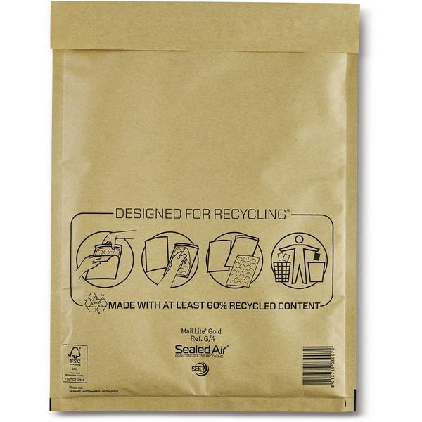 Mail Lite 5013719030072  Mail Lite -   luchtkussenenveloppen, goud, G/4, 240 x 330 mm, doos van 50 stuks