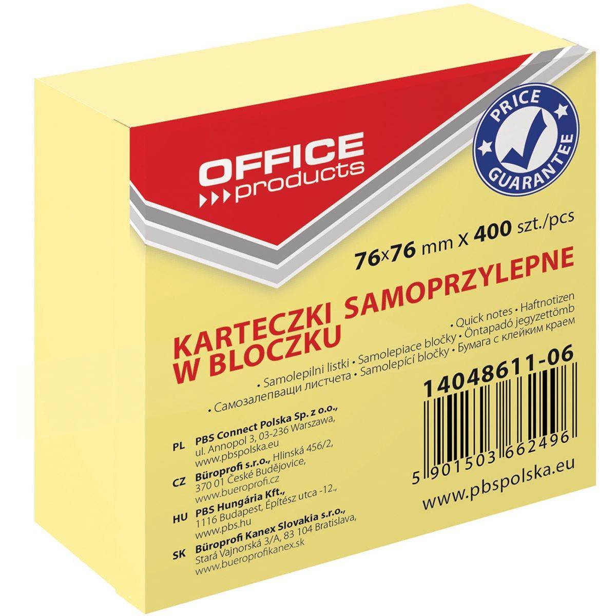 OFFICE products 5901503662496 OFFICE products - memoblok, 76 x 76 mm, 400 vel, geel-0