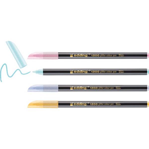 Fineliner edding 1200 fijn glitter pastel assorti set à 4 stuks