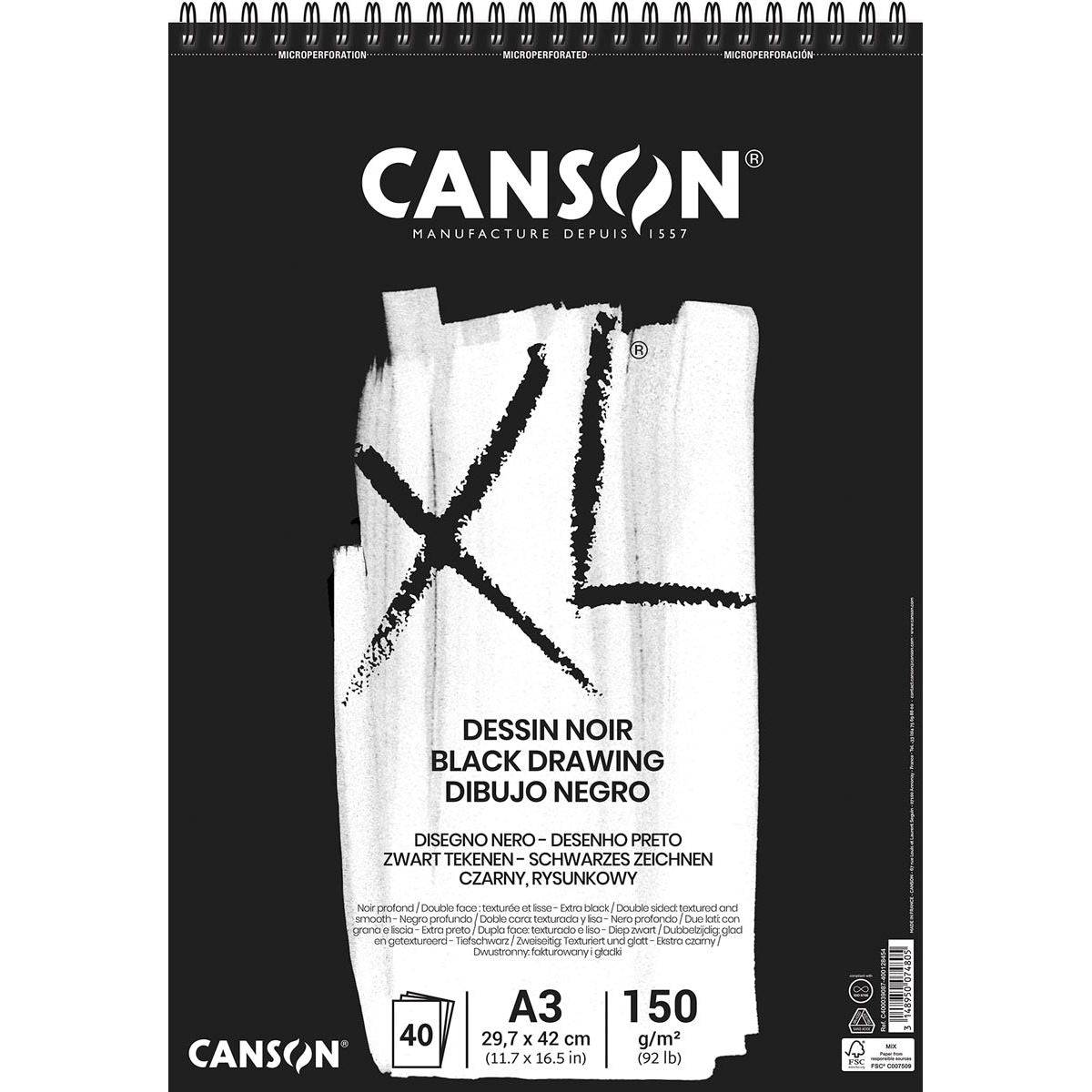 Canson 3148950074805 Canson - tekenblok XL 150g/m² ft A3, 40 vel, zwart-0