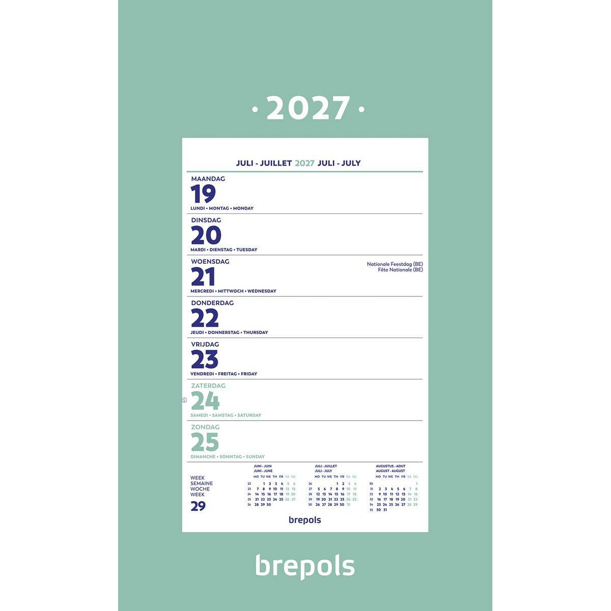 Brepols 5412303128018 Brepols - wand-week kalender op schild, 2027-0