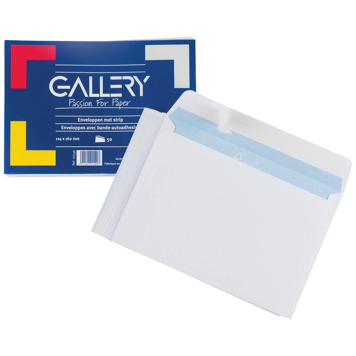 Gallery 5411401015497 Gallery - enveloppen ft 114 x 162 mm, stripsluiting, pak van 50 stuks-0