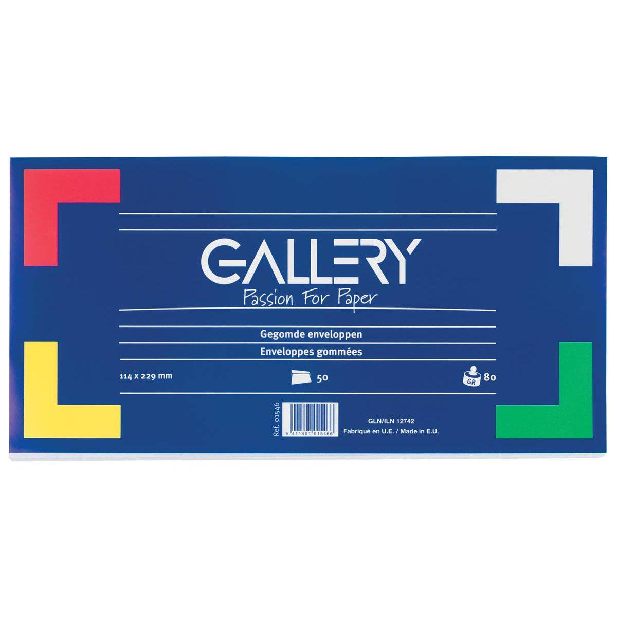 Gallery 5411401015466 Gallery - enveloppen ft 114 x 229 mm, gegomd, pak van 50 stuks-0