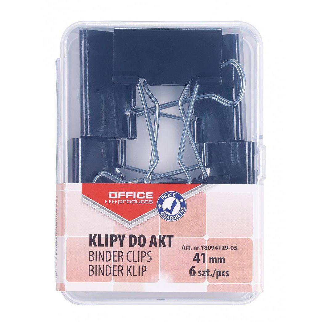 OFFICE products 5901503670194 OFFICE products - foldbackclip, zwart, 41 mm, plastic doos van 6 stuks-0