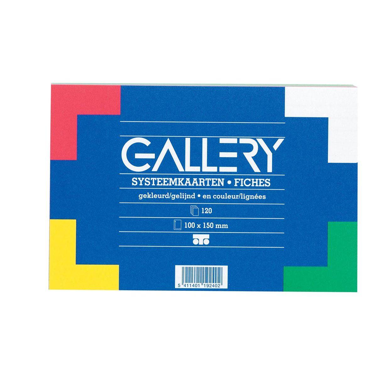 Gallery 5411401192402 Gallery - gekleurde systeemkaarten, ft 10 x 15 cm, gelijnd, pak van 120 stuks-0