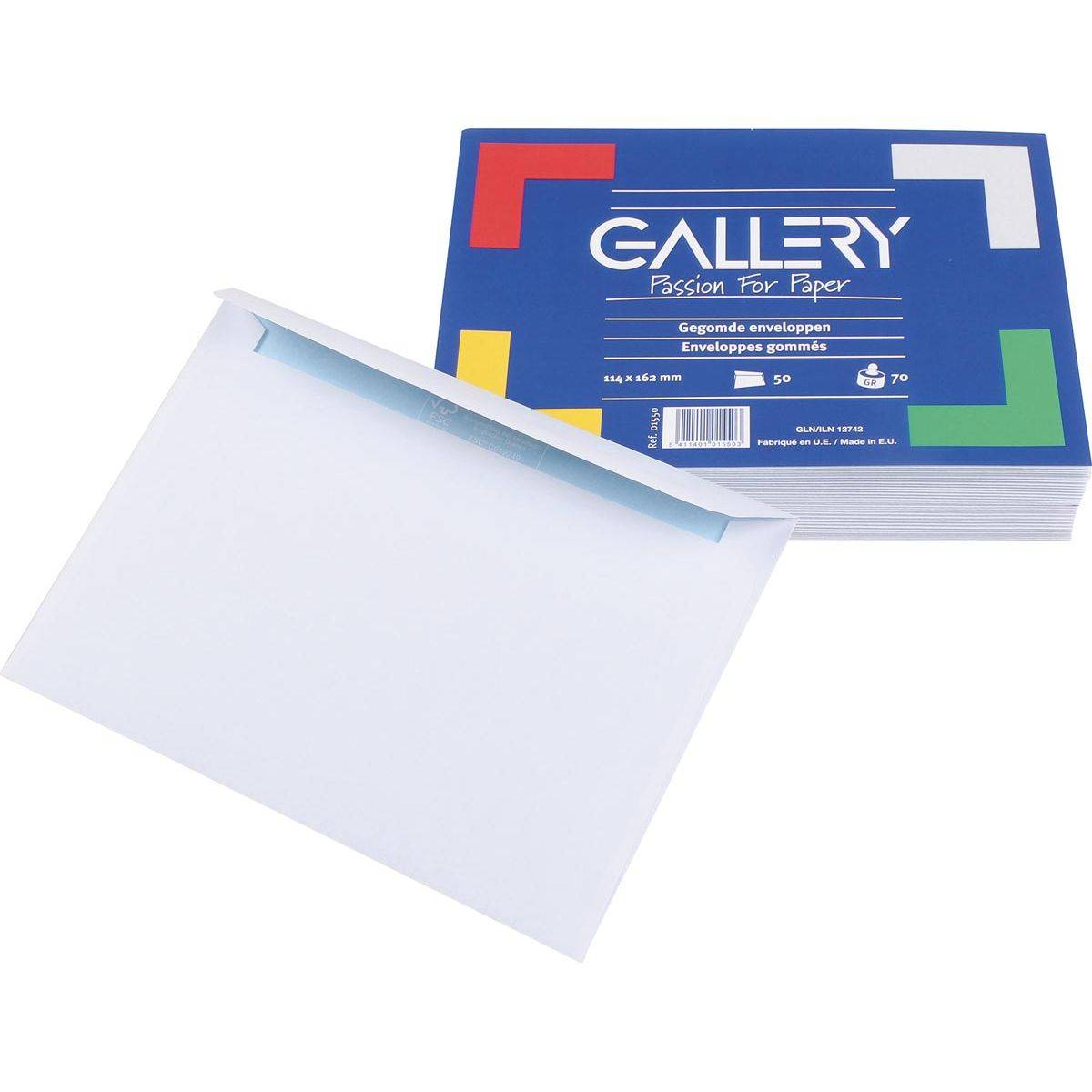 Gallery 5411401015503 Gallery - enveloppen ft 114 x 162 mm, gegomd, pak van 50 stuks-0