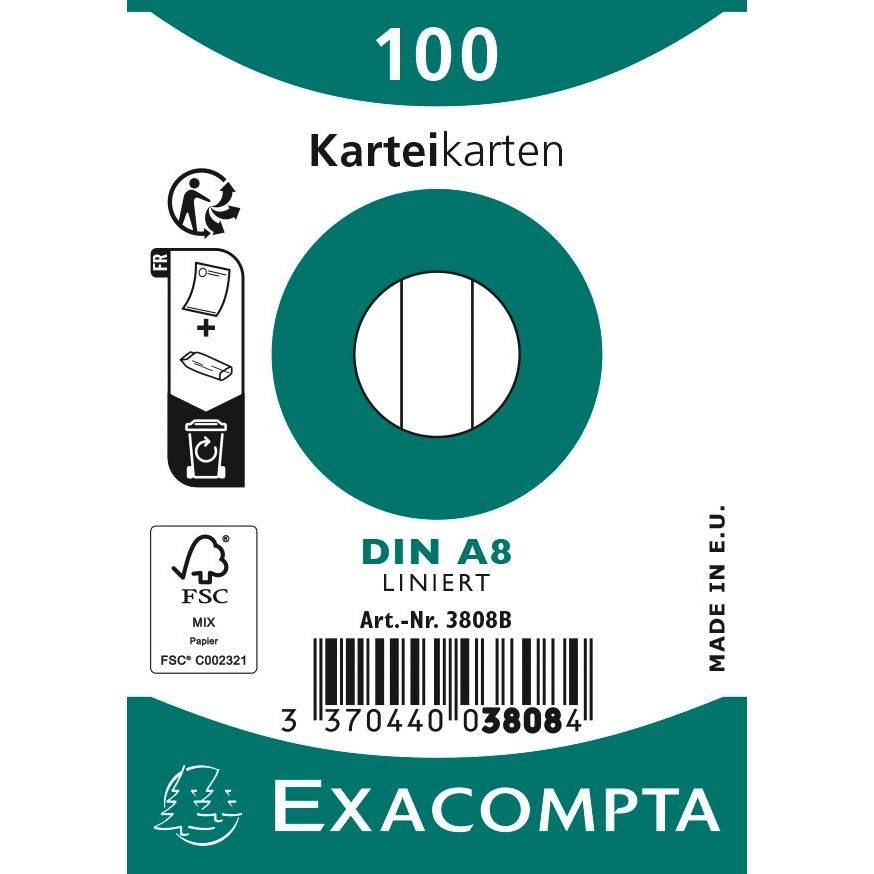Exacompta 3370440038084 Exacompta - steekkaarten, gelijnd, ft 5,5 x 7,4 cm, pak van 100 stuks, wit-0