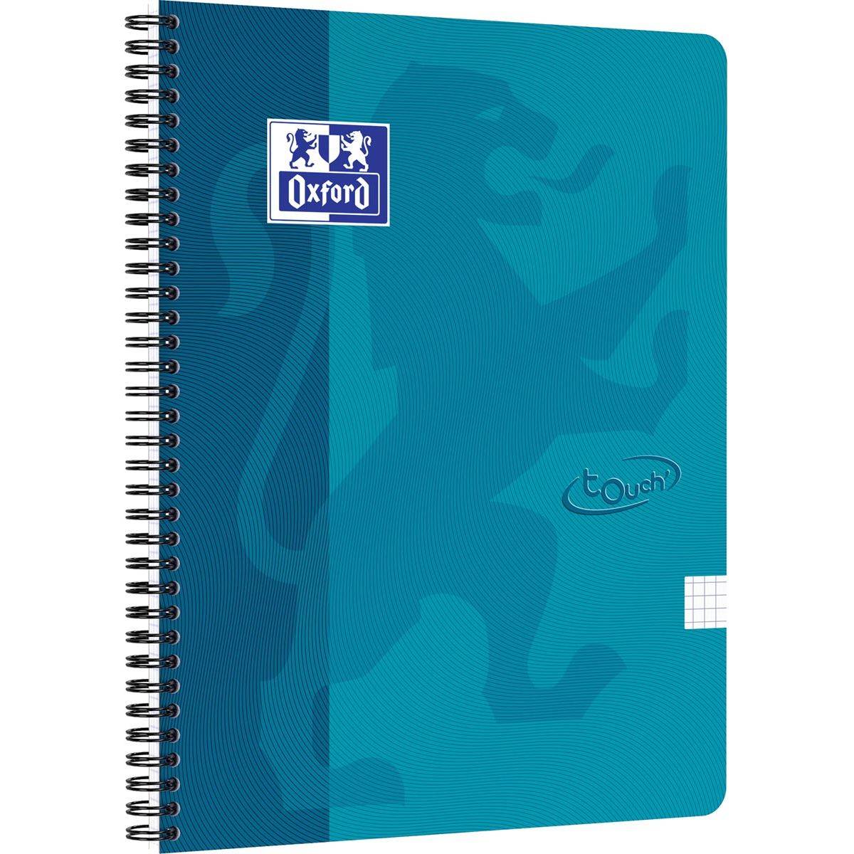 Oxford 5904017321521 Oxford - School Touch spiraalblok, ft A4, 140 bladzijden, geruit 5 mm, blauw (aqua)-0
