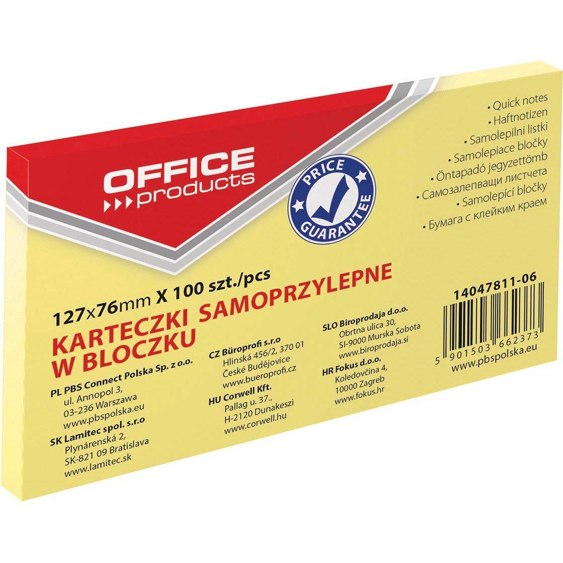 OFFICE products 5901503662373 OFFICE products - memoblok, 76 x 127 mm, 100 vel, geel-0