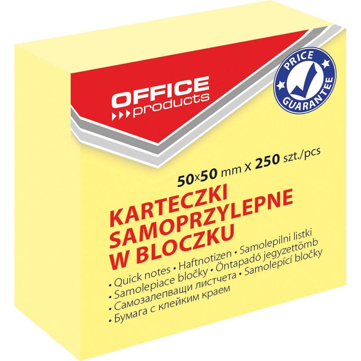 OFFICE products 5901503690277 OFFICE products - memoblok, 50 x 50 mm, 250 vel, geel-0