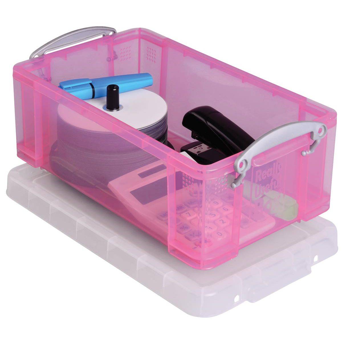Really Useful Box 5060024801668 Really Useful Box - Box opbergdoos 9 liter, transparant roze-0