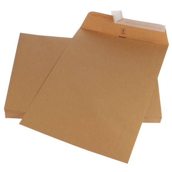 Gallery 5411401170479  Gallery -   enveloppen ft 250 x 353 mm, stripsluiting, bruine kraft, doos van 250 stuks