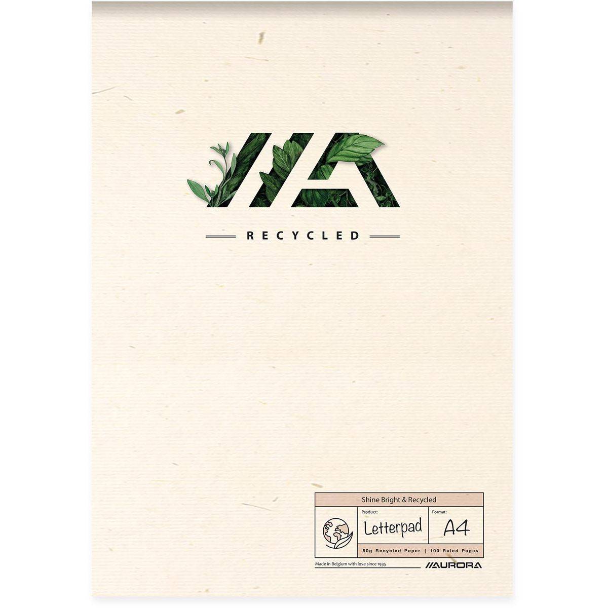Aurora 5411028300907 Aurora - Shine Bright Recycled schrijfblok, ft A4, gelijnd-0