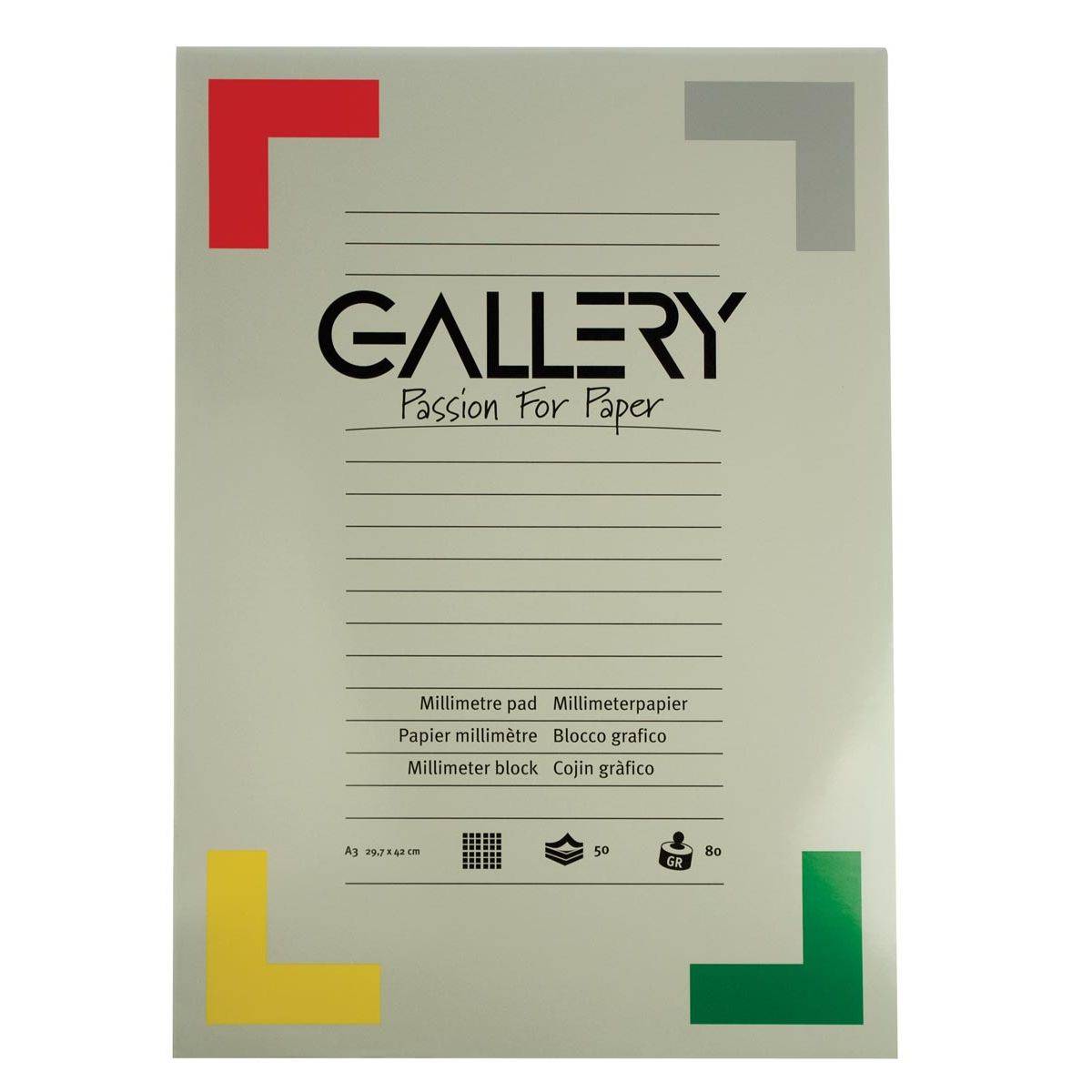 Gallery 5411401680008 Gallery - millimeterpapier, ft 29,7 x 42 cm (A3), blok van 50 vel-0