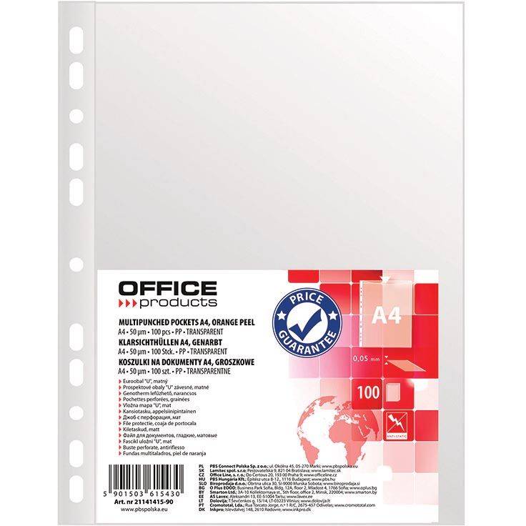 OFFICE products 5901503615430 OFFICE products - geperforeerde showtas, A4, 50 micron, gekorreld, pak van 100 stuks-0
