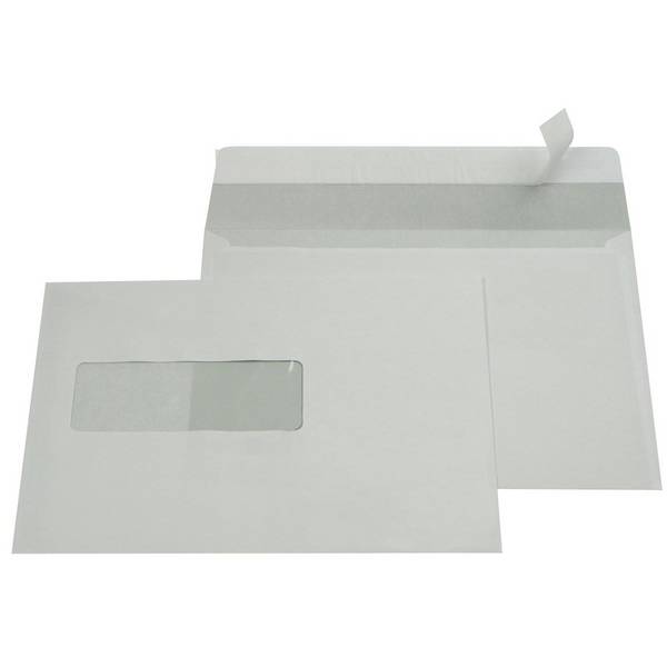 Gallery 5411401170165  Gallery -   enveloppen ft 156 x 220 mm, venster links, stripsluiting, binnenzijde grijs, 500 st