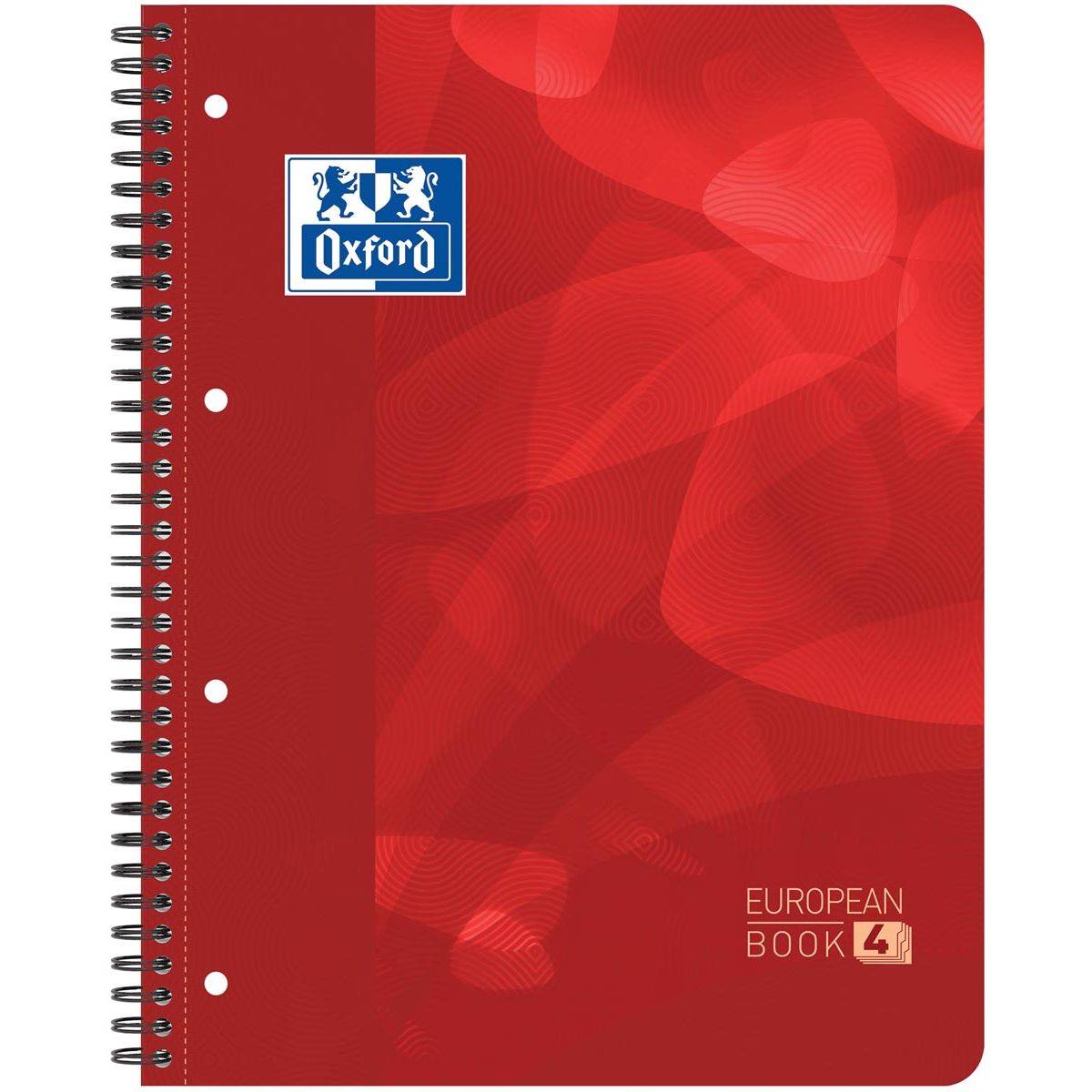 Oxford 8412771025748 Oxford - School Projectbook spiraalschrift, ft A4+, 4-gaats perforatie, geruit 5 mm, rood-0