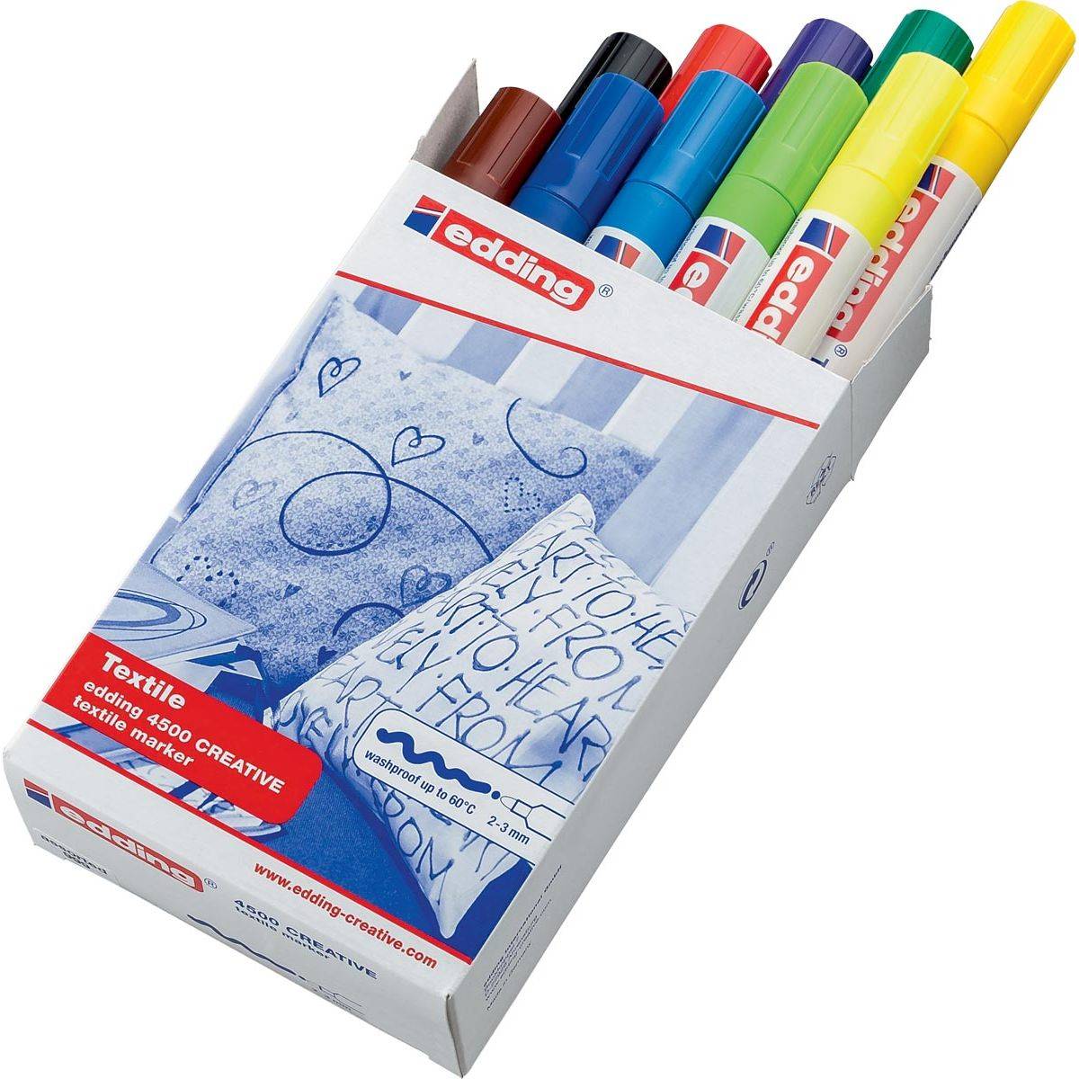 Edding 4004764787159 Edding - textielstift 4500, set van 10 stuks in geassorteerde basiskleuren-0