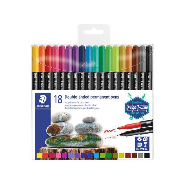 Staedtler 4007817042960 Staedtler - Viltstift perm dubbele punt 18st ass-0