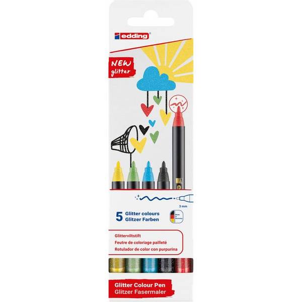 Fineliner edding 1200 fijn glitter assorti set à 5 stuks
