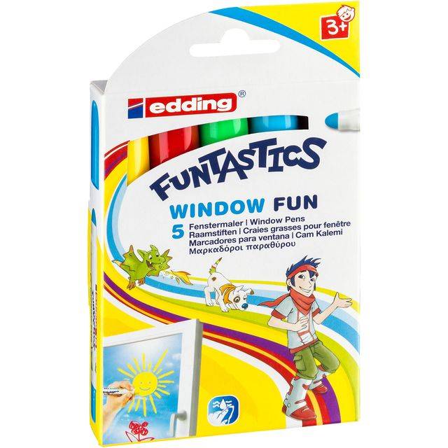 Krijtstift edding 16-5 Funtastics window fun assorti doos à 5 stuks-0