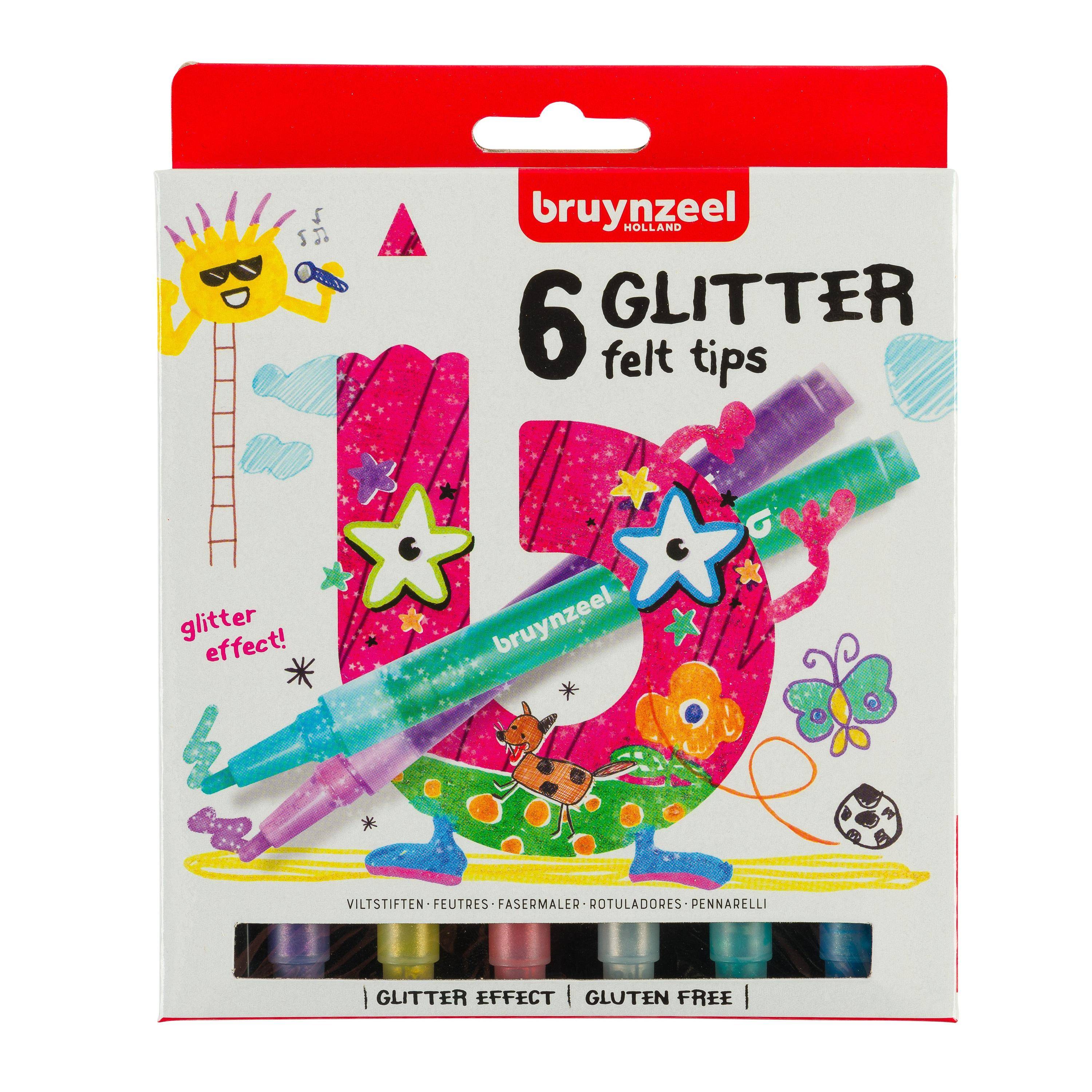 Viltstift brynzeel kids glitter ass | Blister a 6 stuk-0