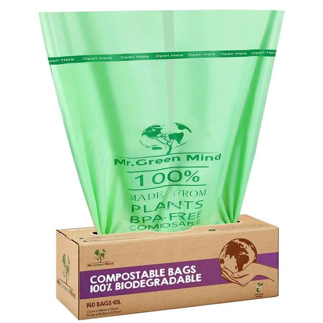 Greenminds 8713631204083 Mr.Green Mind - Afvalzak bio 43x46cm 10l dispenser-0