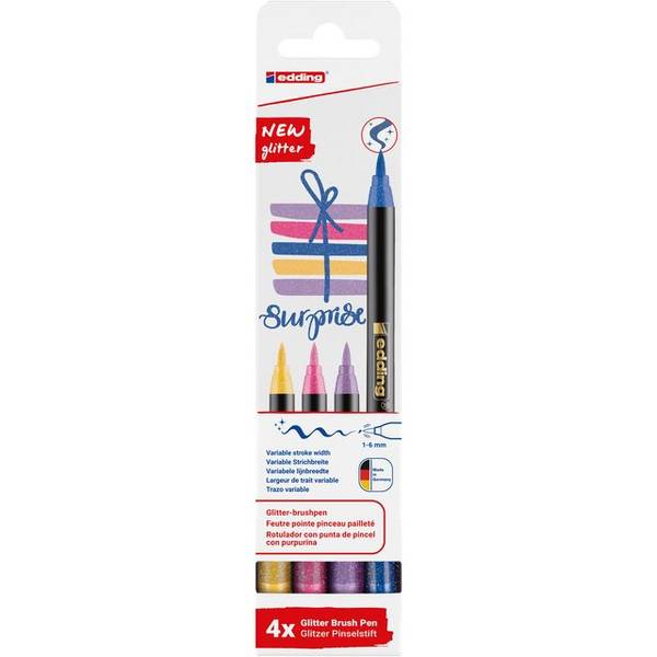 Brushpen edding 1340 glitter assorti set à 4 stuks