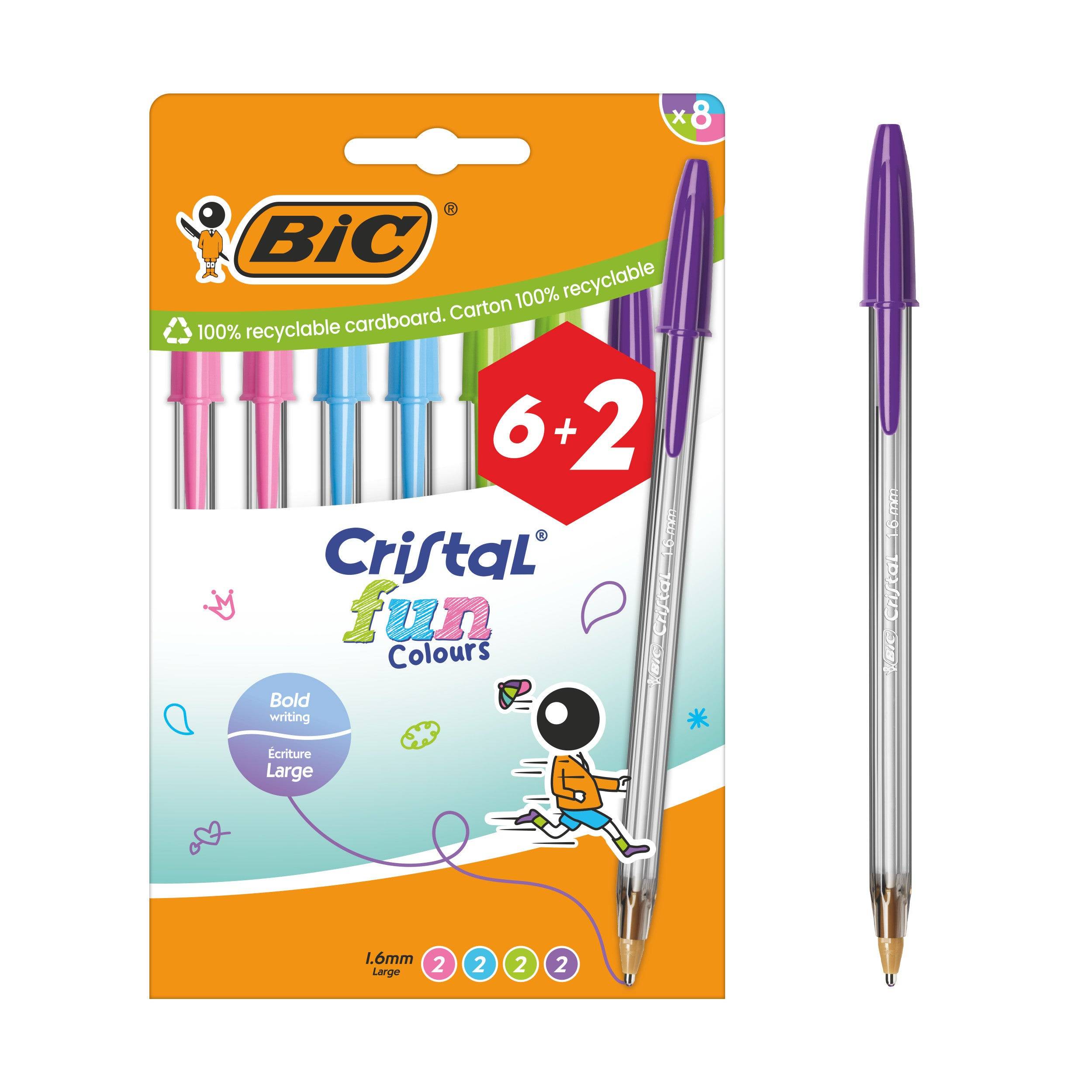 Balpen Bic Cristal Fun large assorti 6+2 gratis-0