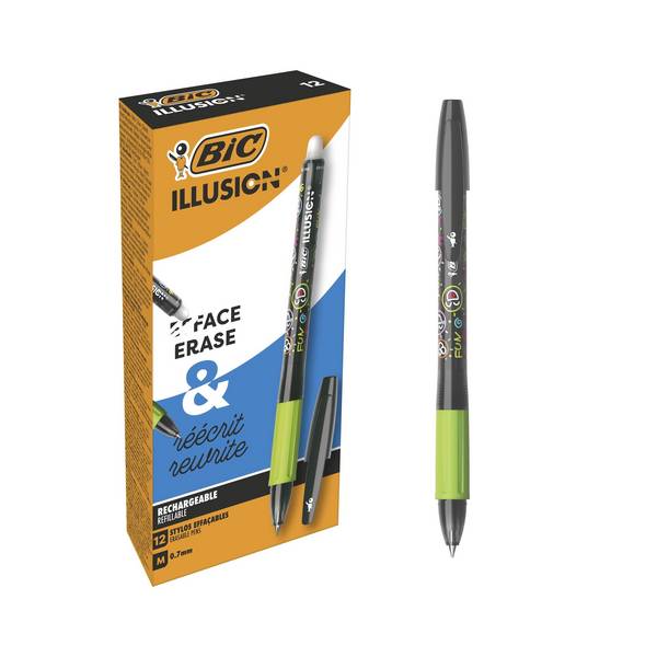 Gelschrijver Bic Gel-ocity illusion medium zwart | 12 stuks