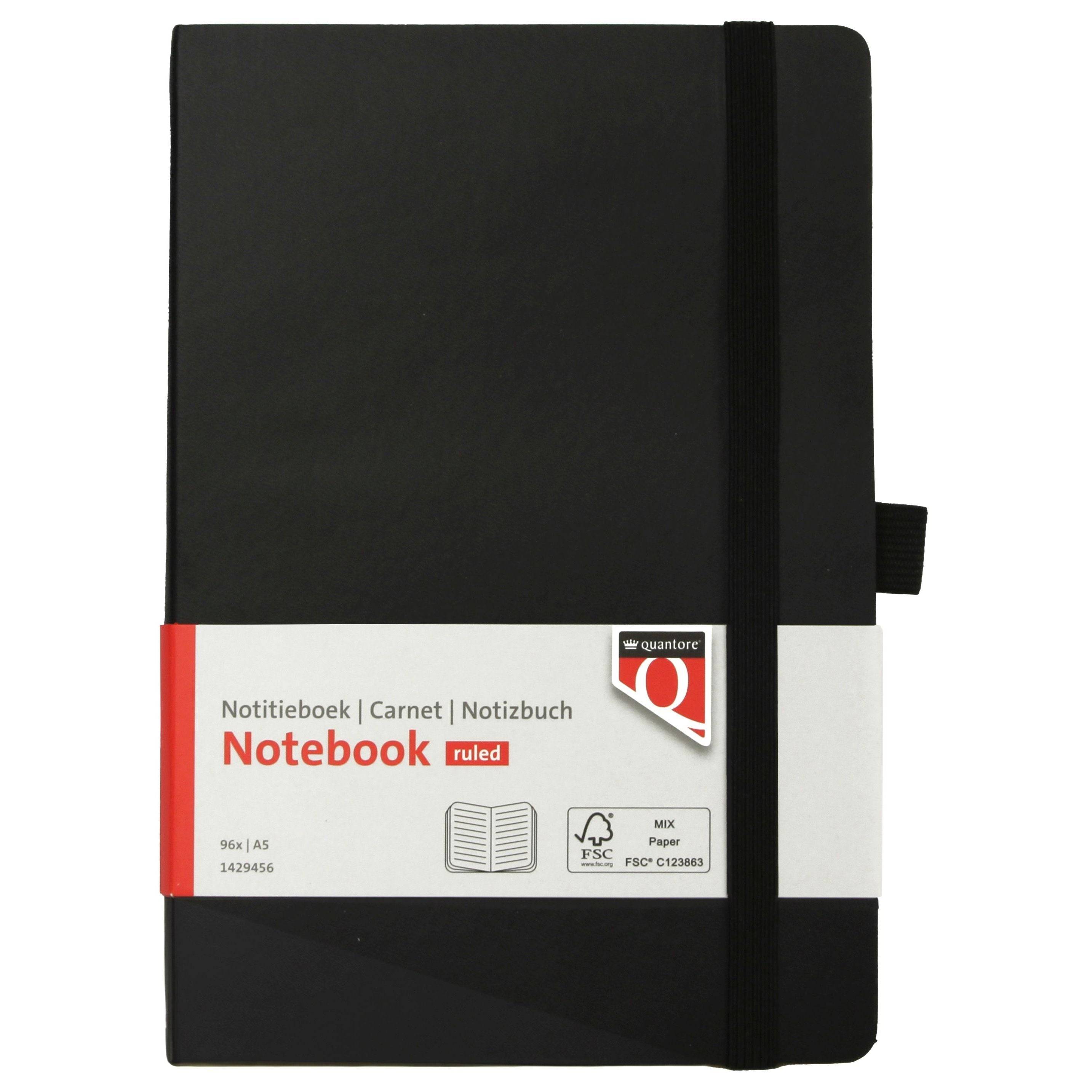 Notitieboek Quantore A5 flex lijn 192blz 80gr zwart | 36 stuks-0