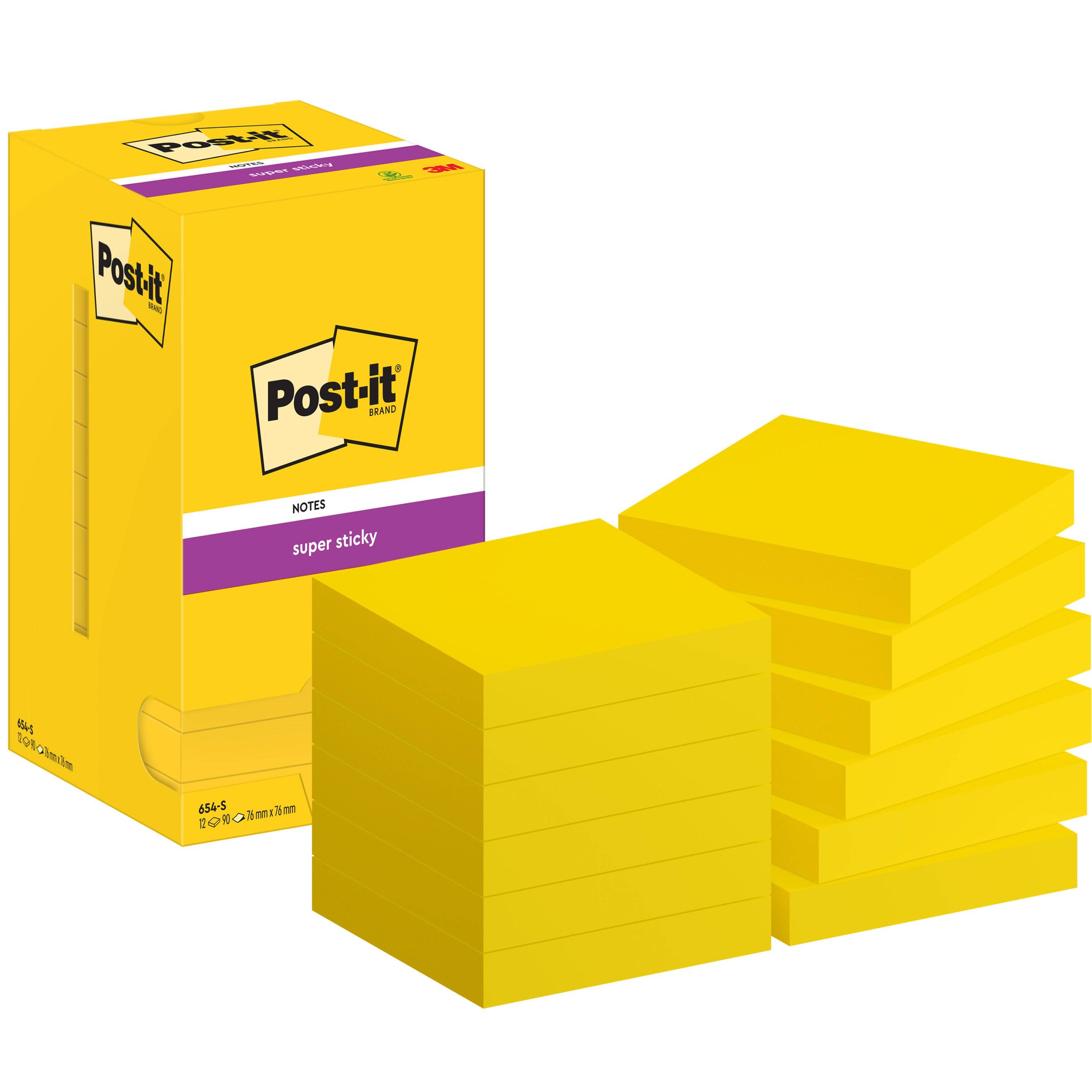 Post-it 4064035074364 Post-it - Memoblok 654 super sticky 76x76mm geel | 12 stuks-0