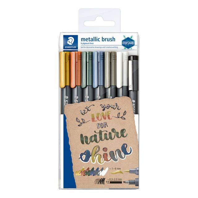 Staedtler 4007817077917 Staedtler - Brushpen metallic etui à 7 kleuren-0