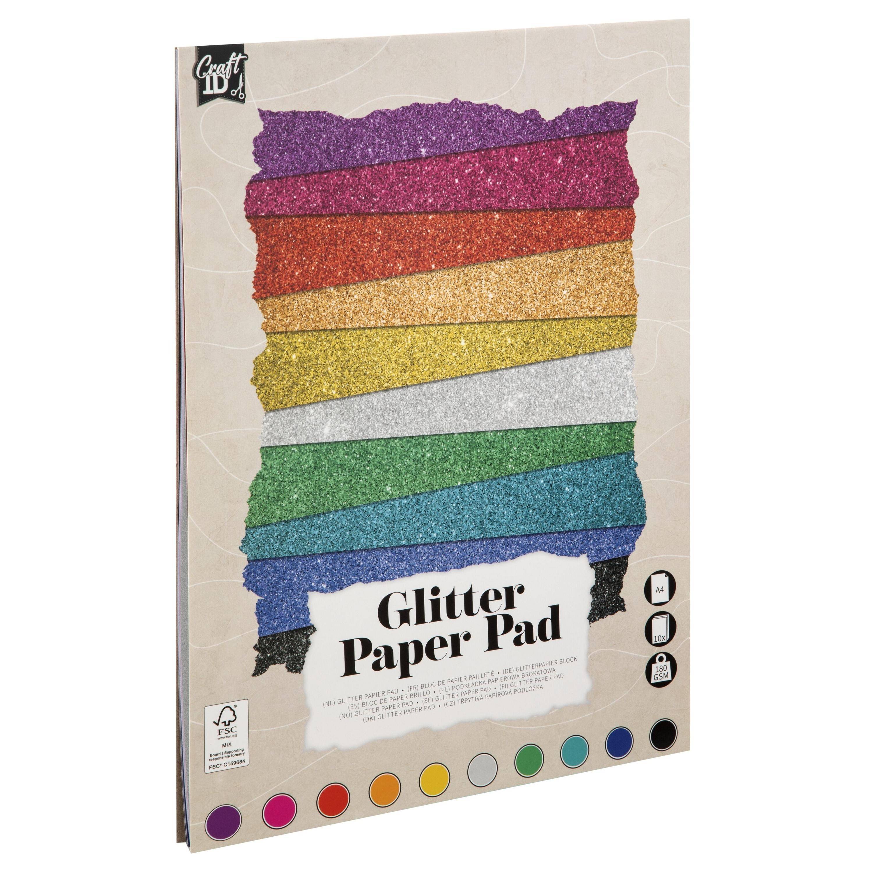 Hobbykarton CarftID glitter 24x34cm 180gr 10 vel 10 kleuren-0