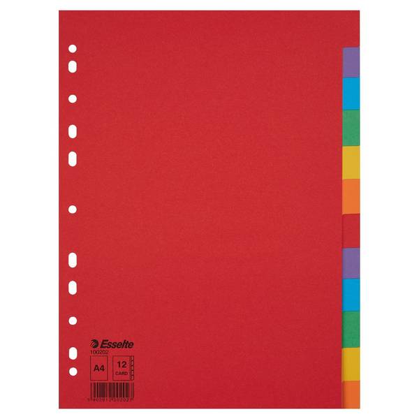 Esselte 5902812222128  Esselte -  Tabbladen  economy a4 12dlg karton 11r ass | 10 stuks