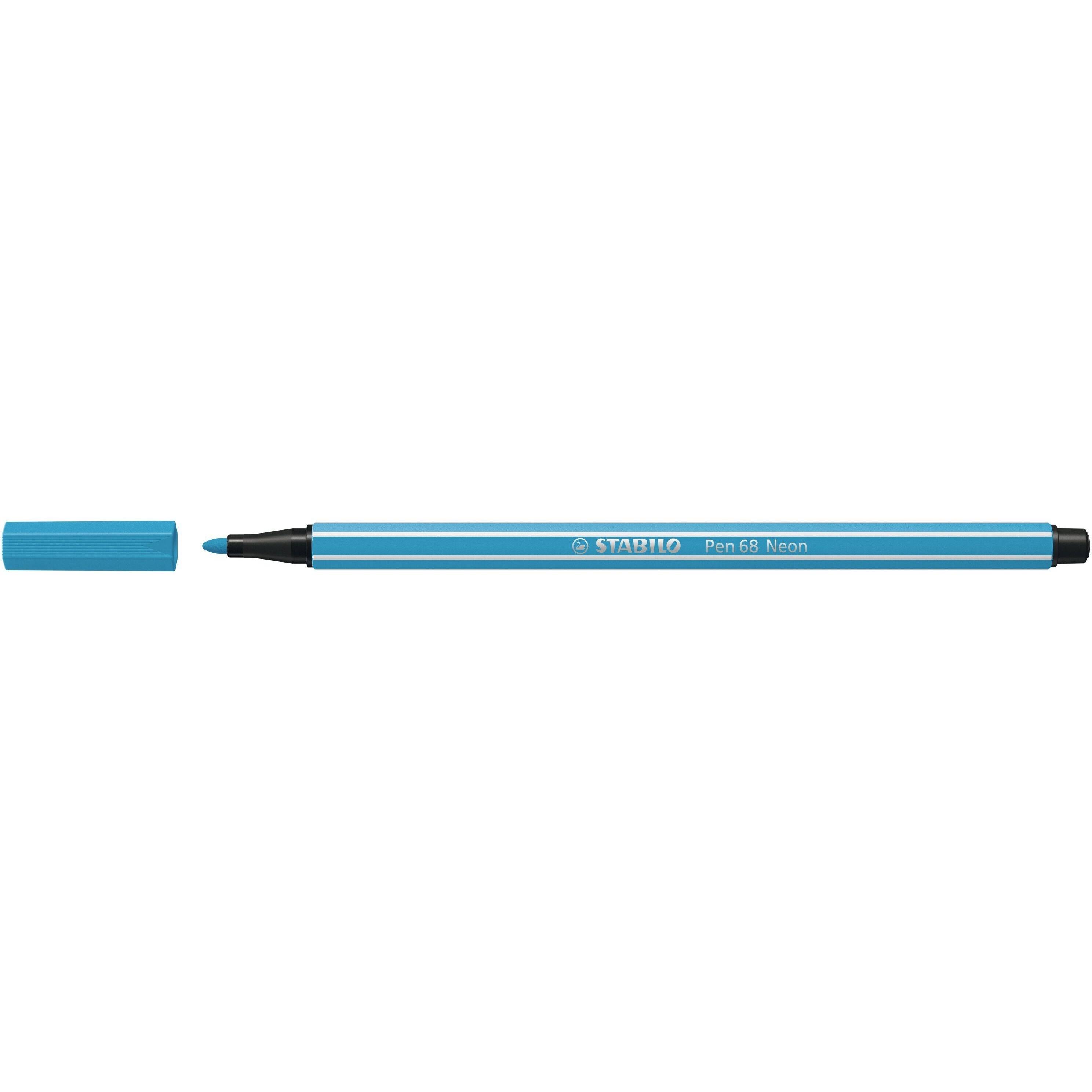 Viltstift STABILO Pen 68/031 medium neon blauw | 10 stuks-0