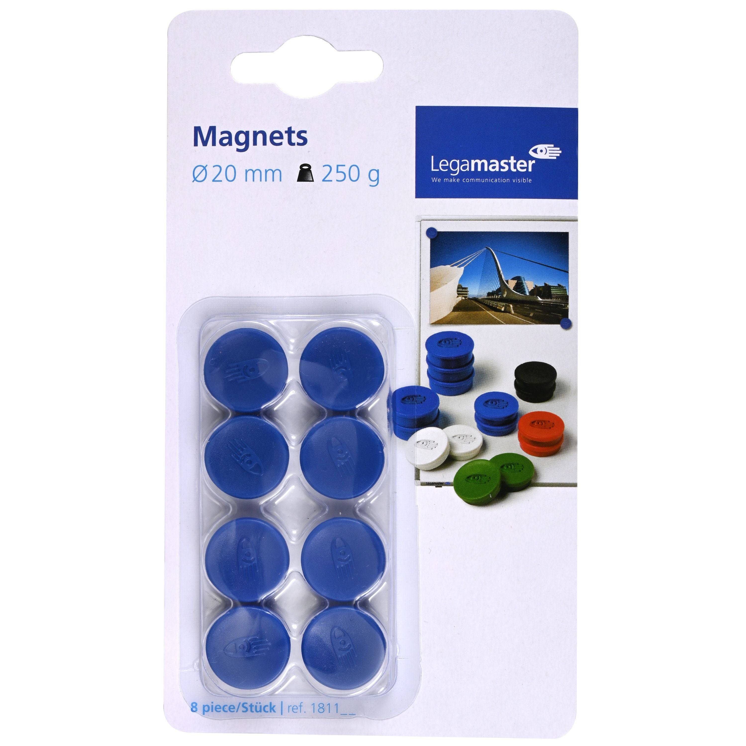 Legamaster 8713797036726 Legamaster - Magneet 20mm 250gr blauw 8 stuks-0