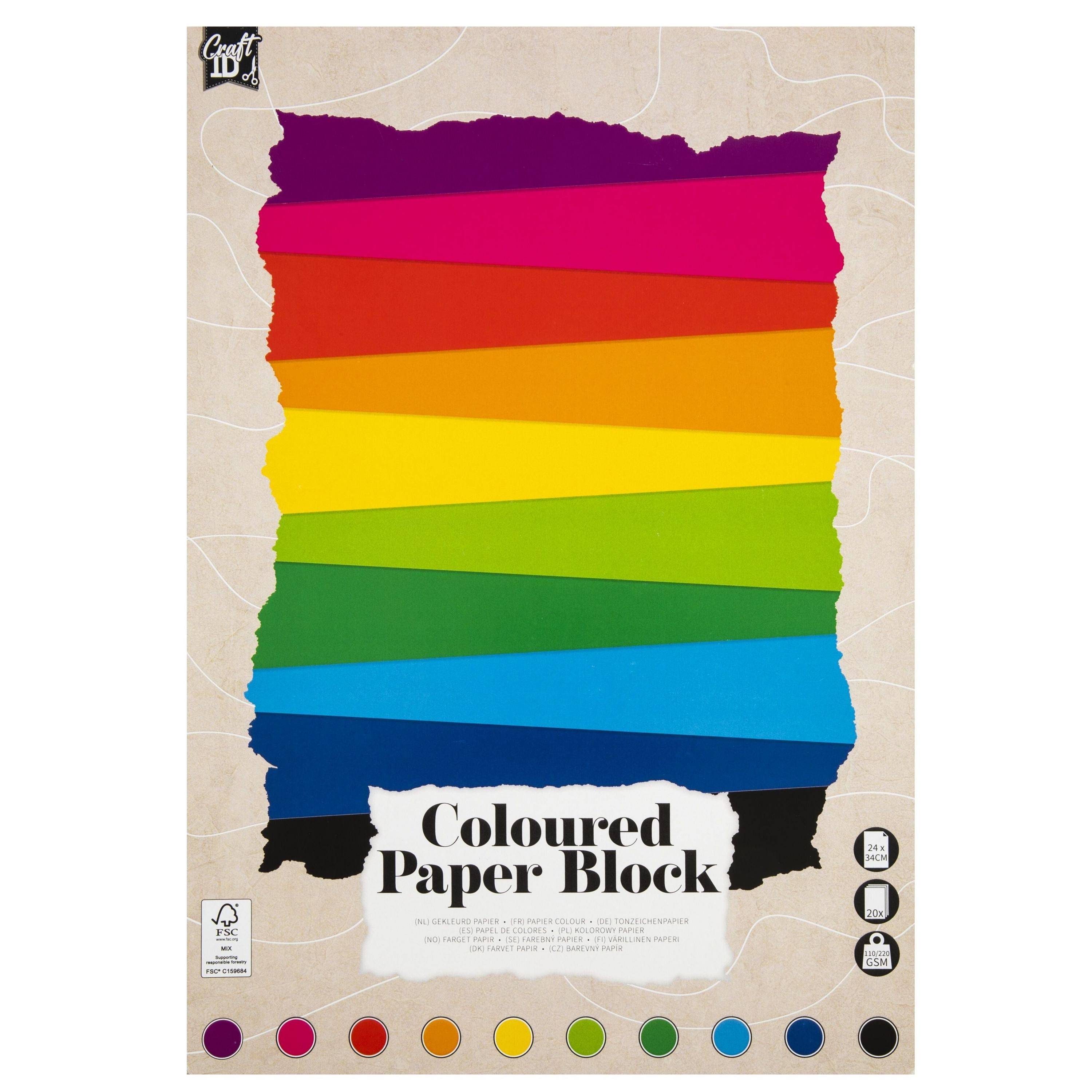 Hobbykarton CarftID 24x34cm 120-220gr 20 vel 10 kleuren | 12 stuks-0