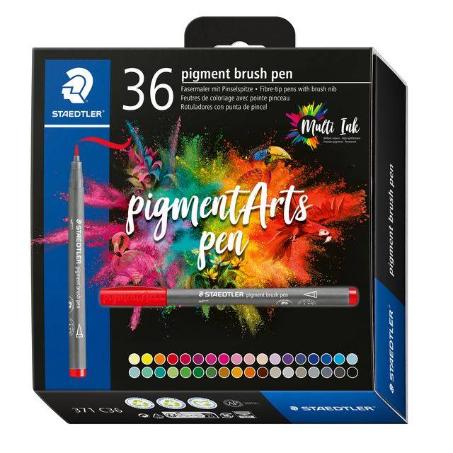 Brushpen Staedtler PigmentArts set à 36 kleuren | 3 stuks-0